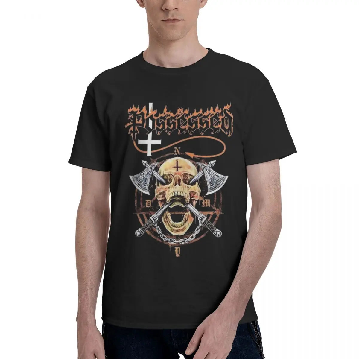 

The Exorsist Men's Cotton T-shirt Possesseds Band Short Sleeve Vintage Y2k Style Graphic Harajuku Custom T shirt