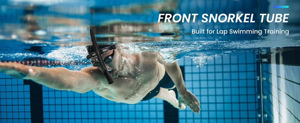 Schwimmtraining, Schnorchel, mittelmontiertes Silikon-Mundstück, Einweg-Spülventil für Runde, Schwimmtraining, Erwachsene, Jugendliche, Kinder – Detail 5