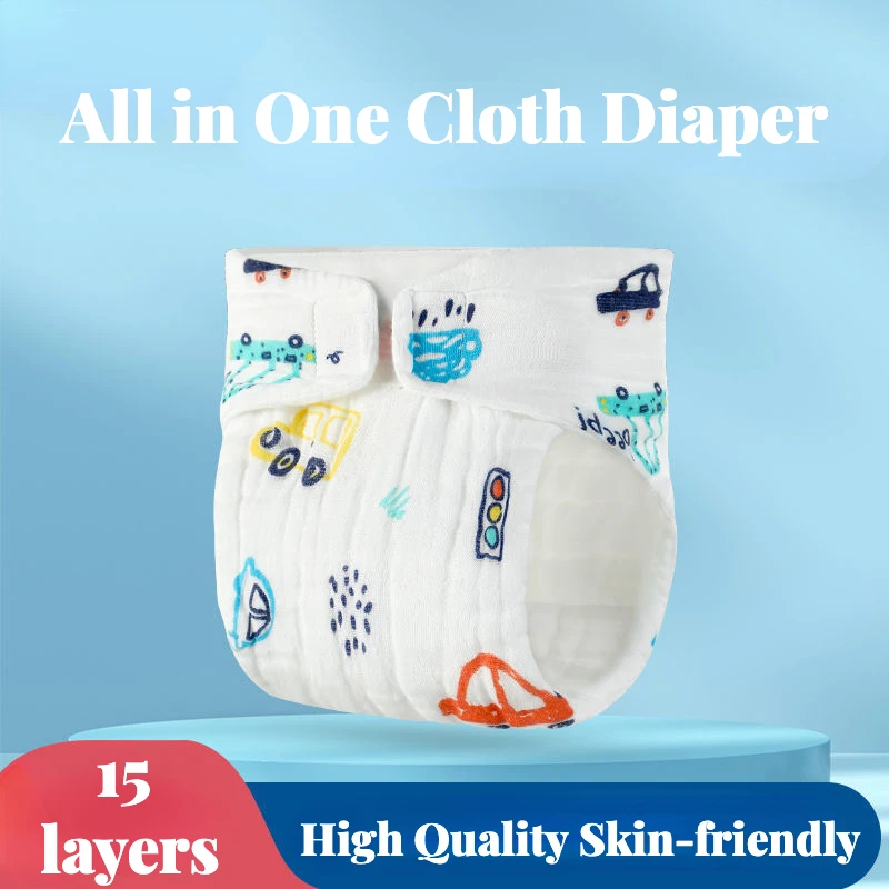 15 Layers Baby Cloth Diaper All In One Newborn Cloth Diaper Reusable