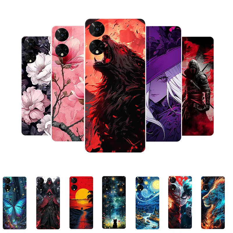 Floral Wolf Soft Silicone Shockproof Phone Cover
