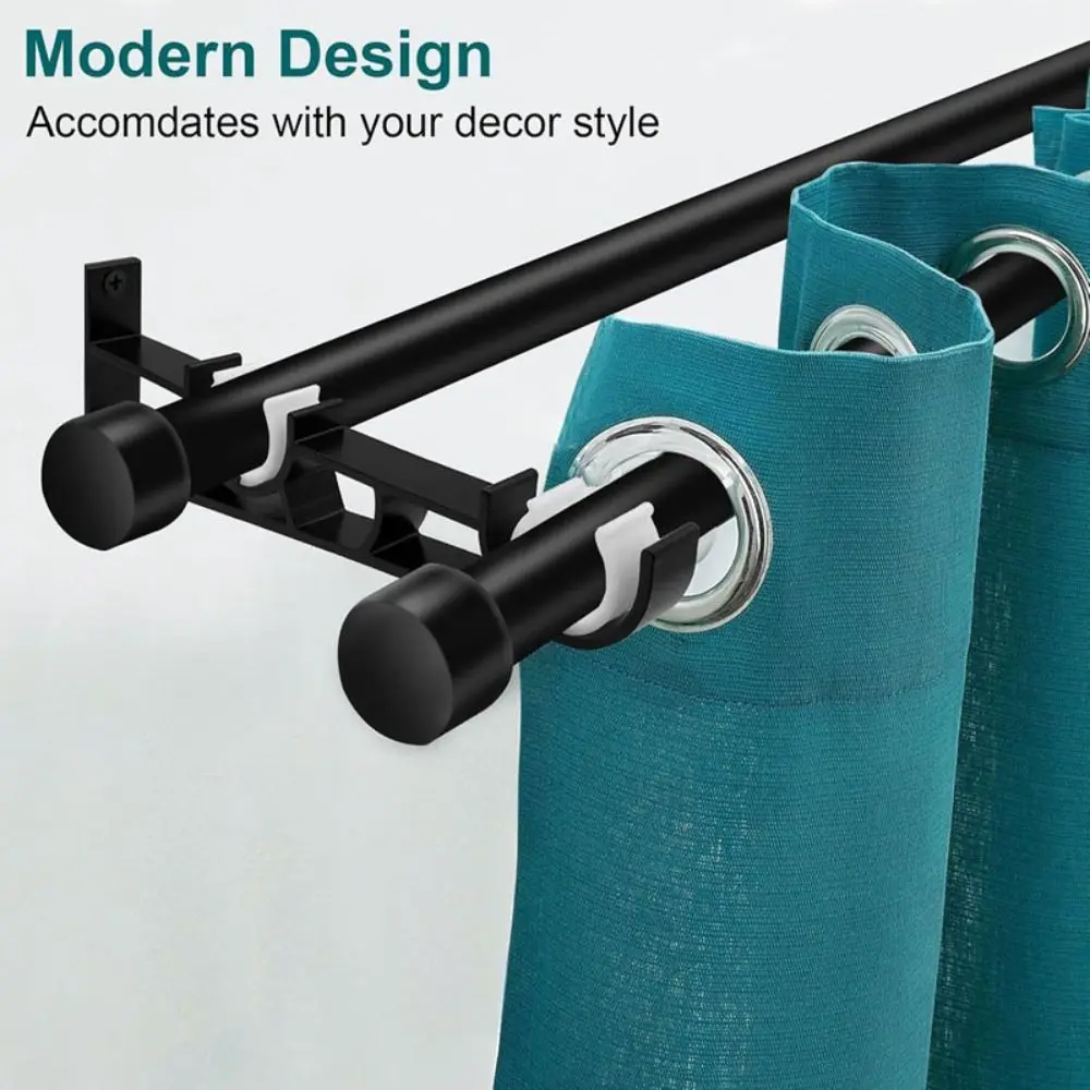 Black Aluminium Alloy Heavy Duty Curtain Rod Brackets