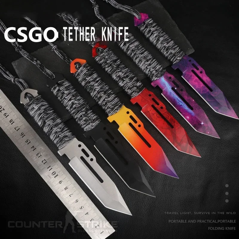 

2024 Classic CS GO Tactical Stationary Knife Survival Self Defense Camping Knife with Leather Sheath Exquisite Tool