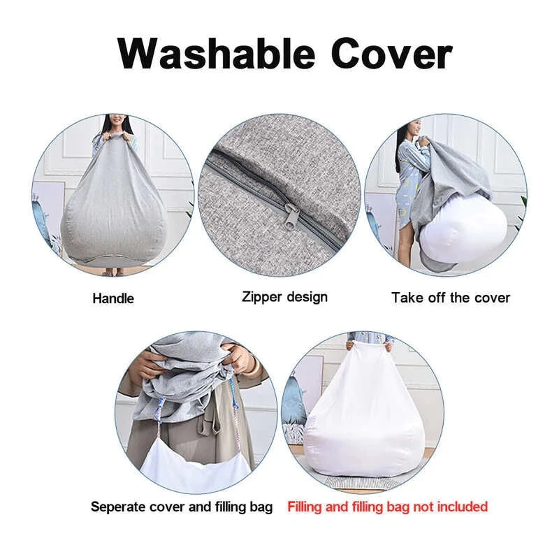 Sofa Bean Bag Chair Sofa Cover Sofa Bag Chair Cover Indoor Cover Soft Bean bag Couch Sofa Bag Cover (No Filling) 5