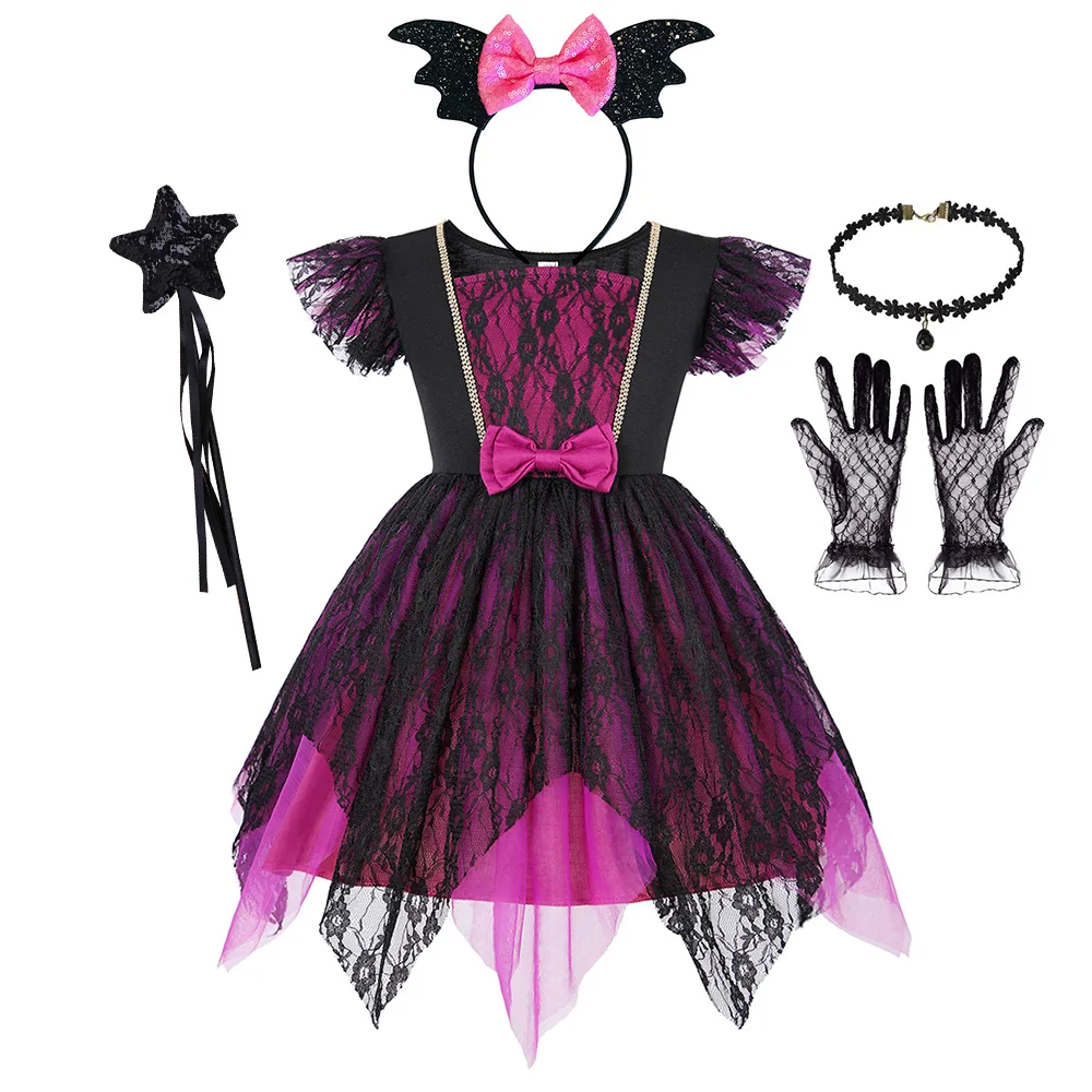 thumbnail image 1 of Disfraz de Halloween para niñas, vestido de bruja para Cosplay, traje de fantasía para fiesta de carnaval, tutú, disfraz escolar para niños pequeños, 1 of 5