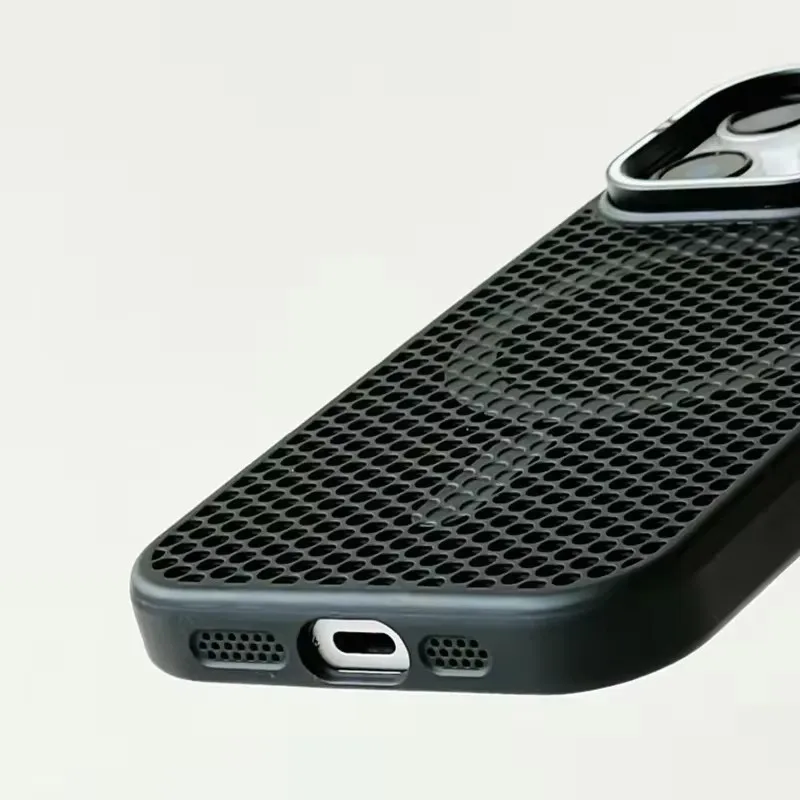 Honeycomb Mesh Cooling MagSafe Case with Alloy Lens Bracket and Wireless Charging Cover
