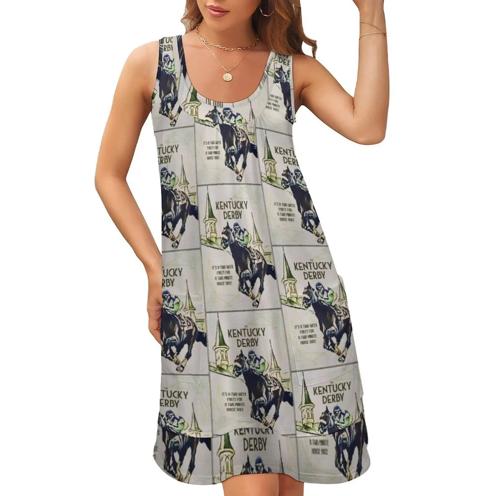 

It's Kentucky Derby Time Again! Sleeveless U-Neck Fake Two Piece Dress summer dress for women 2024