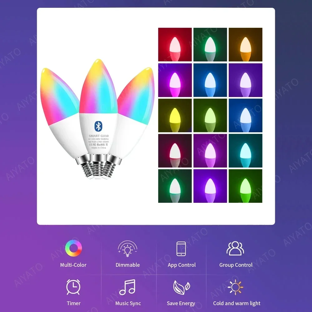 Smart Led Light Bulbs Smart Led Bulb Tuya E14 Candle Lamps