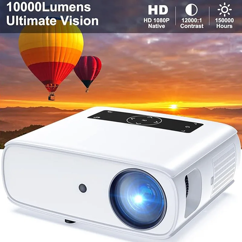 HOPVISION Projector,Native 1080P Full HD Projector, 150,000 Hours Supports 4K 350 Inch Display Multimedia Projector