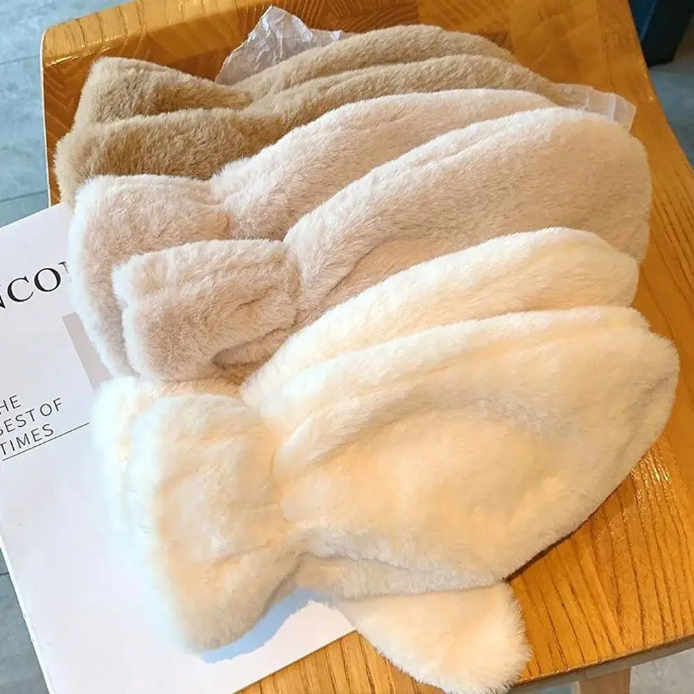 Outdoor Windproof Women Thicken Plush Gloves Keep Warm Soft Fluffy Fur Warm Gloves Tight Cuff Cold Protection Winter Mittens