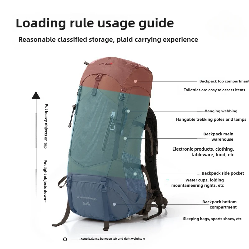 Professional Outdoor Sports Mountaineering Bag Large Capacity Breathable Backpack Travel Camping Hiking Backpack