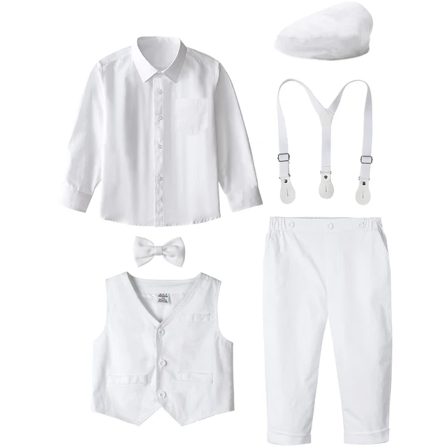 Completo Elegante Bambino Per Cerimonie - Gilet, Camicia, Pantaloni E Fiocco, Cotone 100% - Foto 10