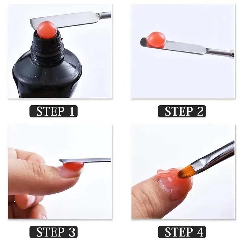 Dual Ended Poly Nail Gel Brush Picker 2 IN 1 Design Nail Brush and Spatula Stainless Steel Gel For Nails Extension Tool Nail Art Brushes Nail Brushes Nail Art Tools Gel Nail Tools