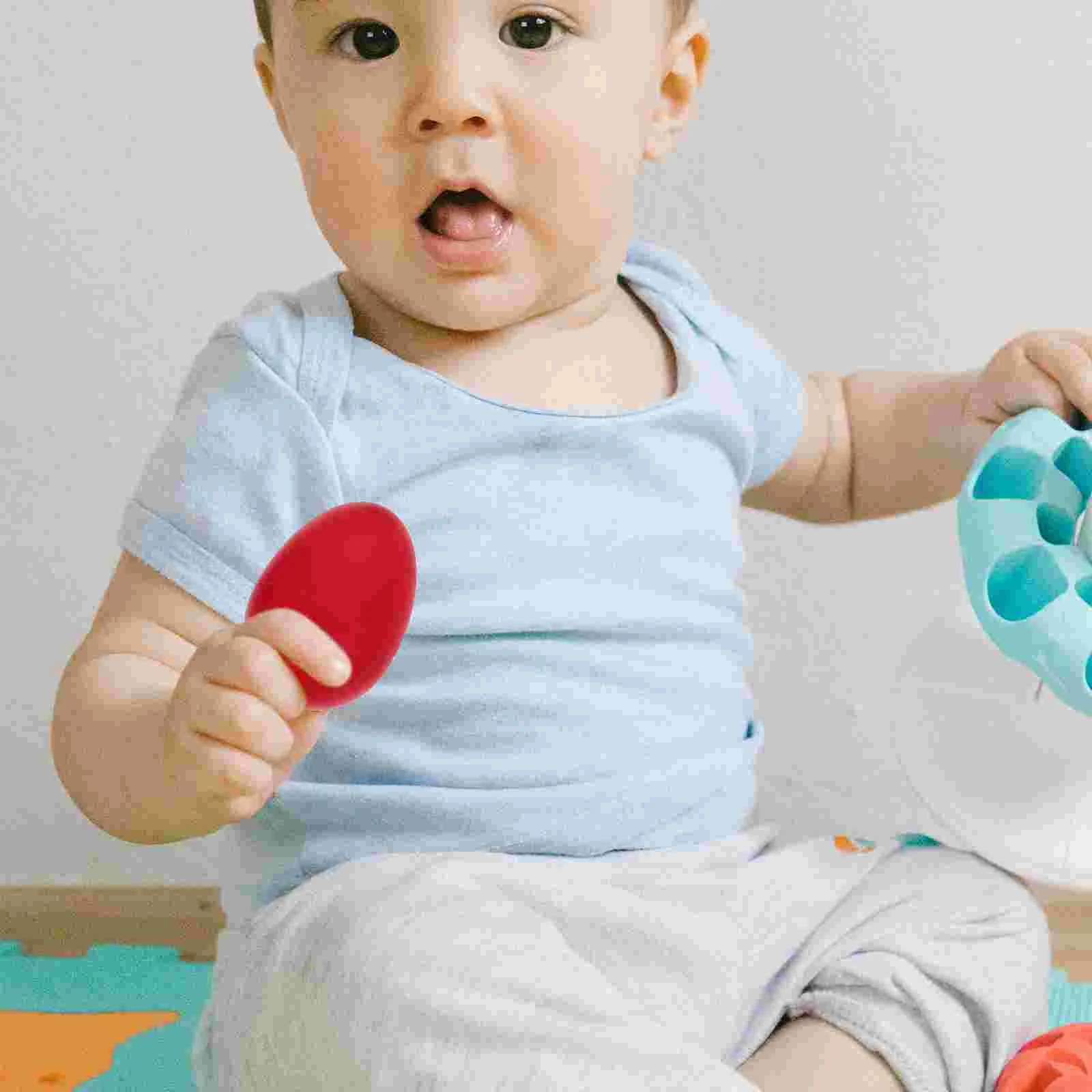 Plastic Percussion Egg Maracas Set Musical Instruments Kids Toys Durable Material Green Blue Yellow Red Color Sand 4Pcs