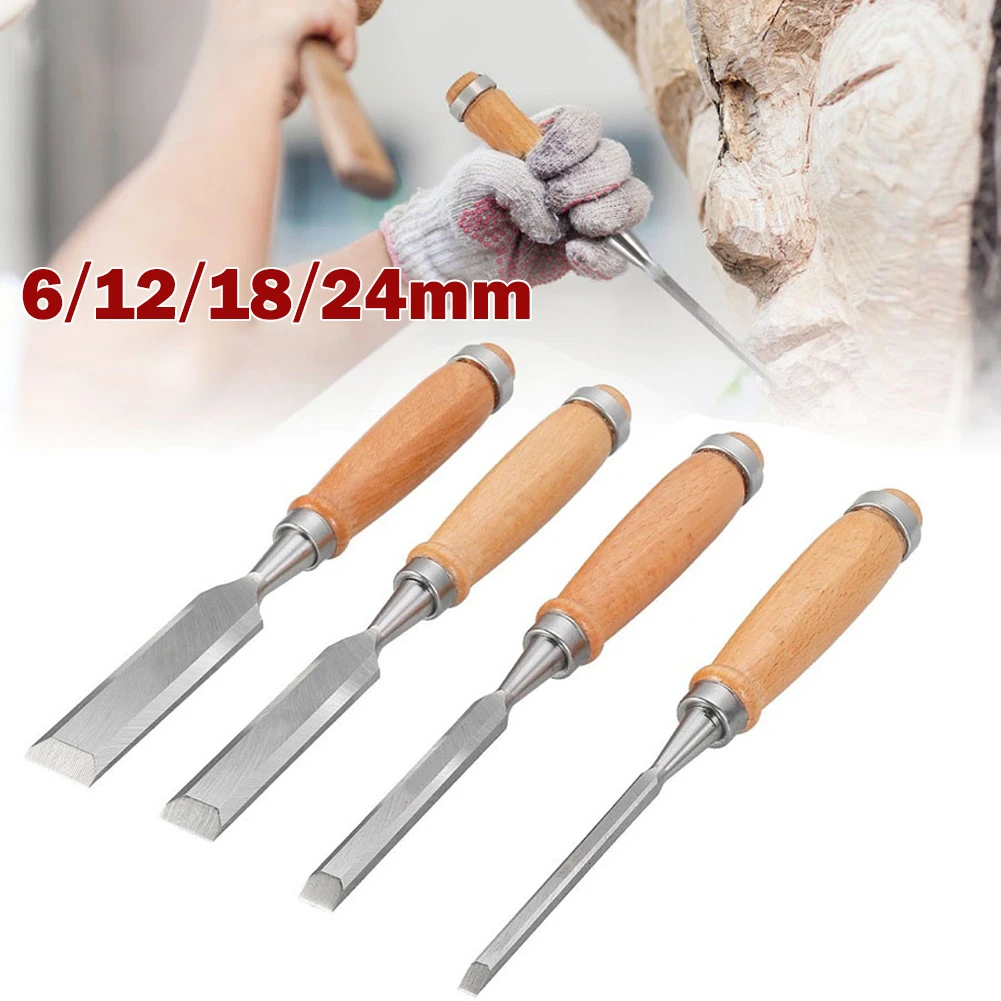 

6/8/12/18/24mm Carbon Steel Woodworking Chisels Wood Sculpture Flat Chisel For Wood Carving DIY Woodworking Hand Tools