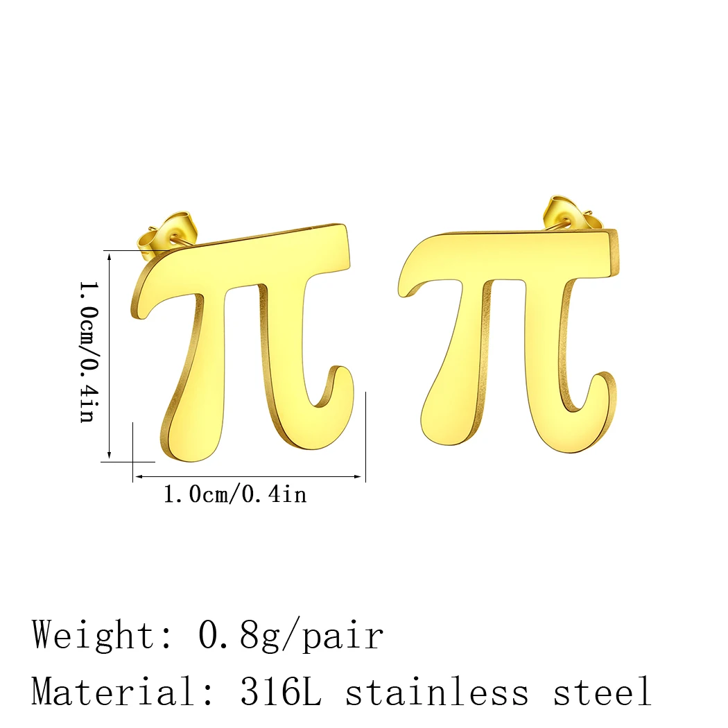 Chandler Stainless Steel Simple Pi Earrings Pi Symbol Math Jewelry Mathematics Teacher Gift for Men and Women 4