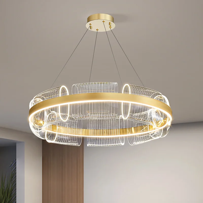 

2023 Modern LED Chandelier Round Golden Luxury Living Room Bedroom LED Lighting Decorative Lamps 110V 220V