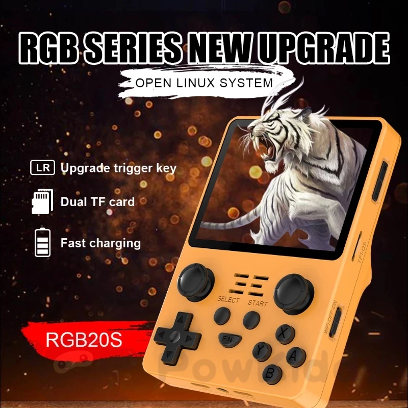 Powkiddy Rgb20S Console Di Gioco Portatile Lettore Di Giochi Retrò Sistema Open Source 15000 + Giochi Integrati 3.5 "Schermo Ips Batteria Da 3500Mah