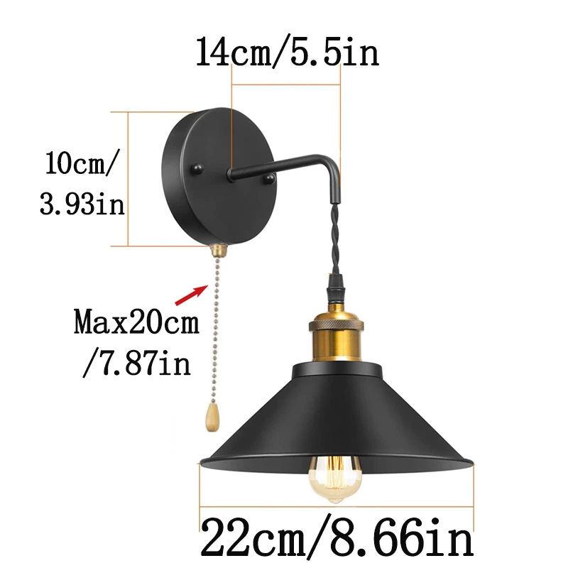 Wall Sconces Light LED Wall Lamp Wall Lamp Vintage Wall Lamp with Plug Switch Industrial Loft Decoration Sconce Light for Restaurants Bathroom Dining Room Indoor Lighting