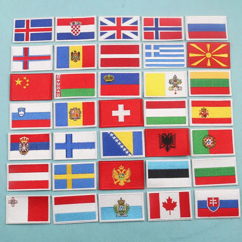 

10 Pcs Flag Badges Embroidered Patches Applique Clothing Hat Bag Shoe Repair Material Phone Gift Box Decor DIY Accessory