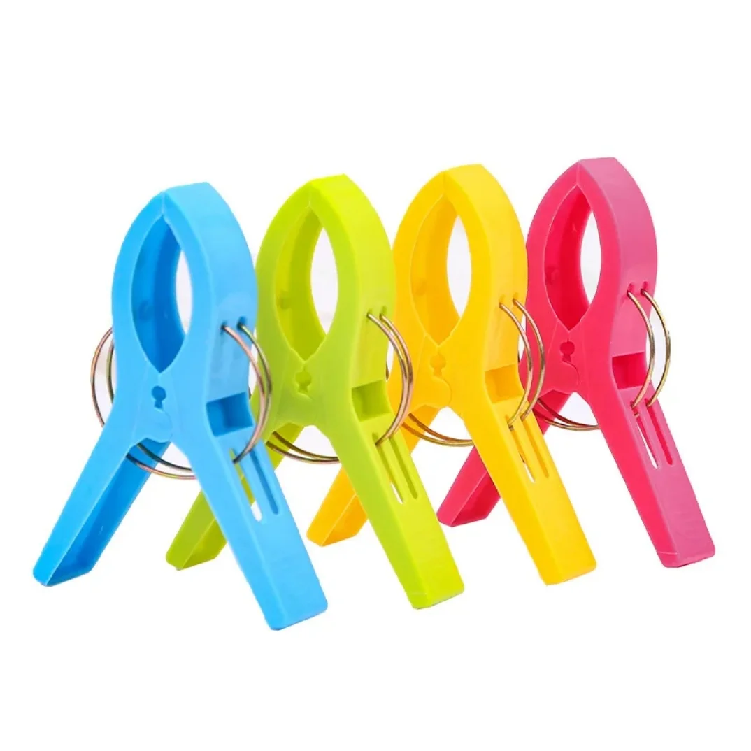 4 p&ccedil;s beach towel clips plastic stake for laundry clothes organizer