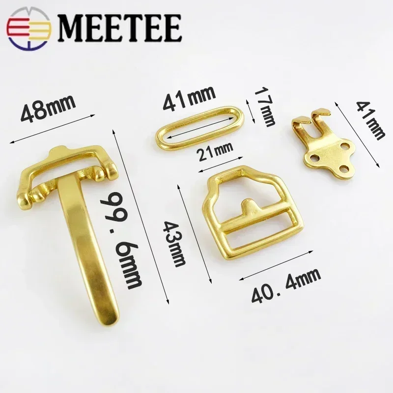Premium Solid Brass Cavalry Belt Buckle Set - 4 Pieces
