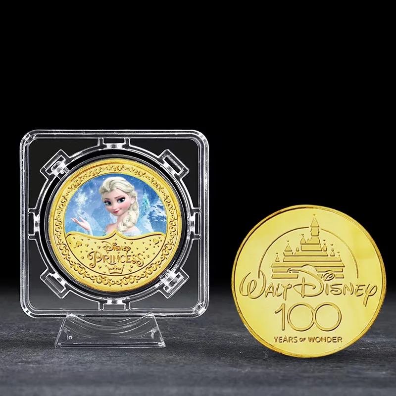 

Disney Princess Commemorative Coin Ariel Belle Snow White Anna Elsa Action Anime Figure Coin Cute Cartoon Ornament Children Gift