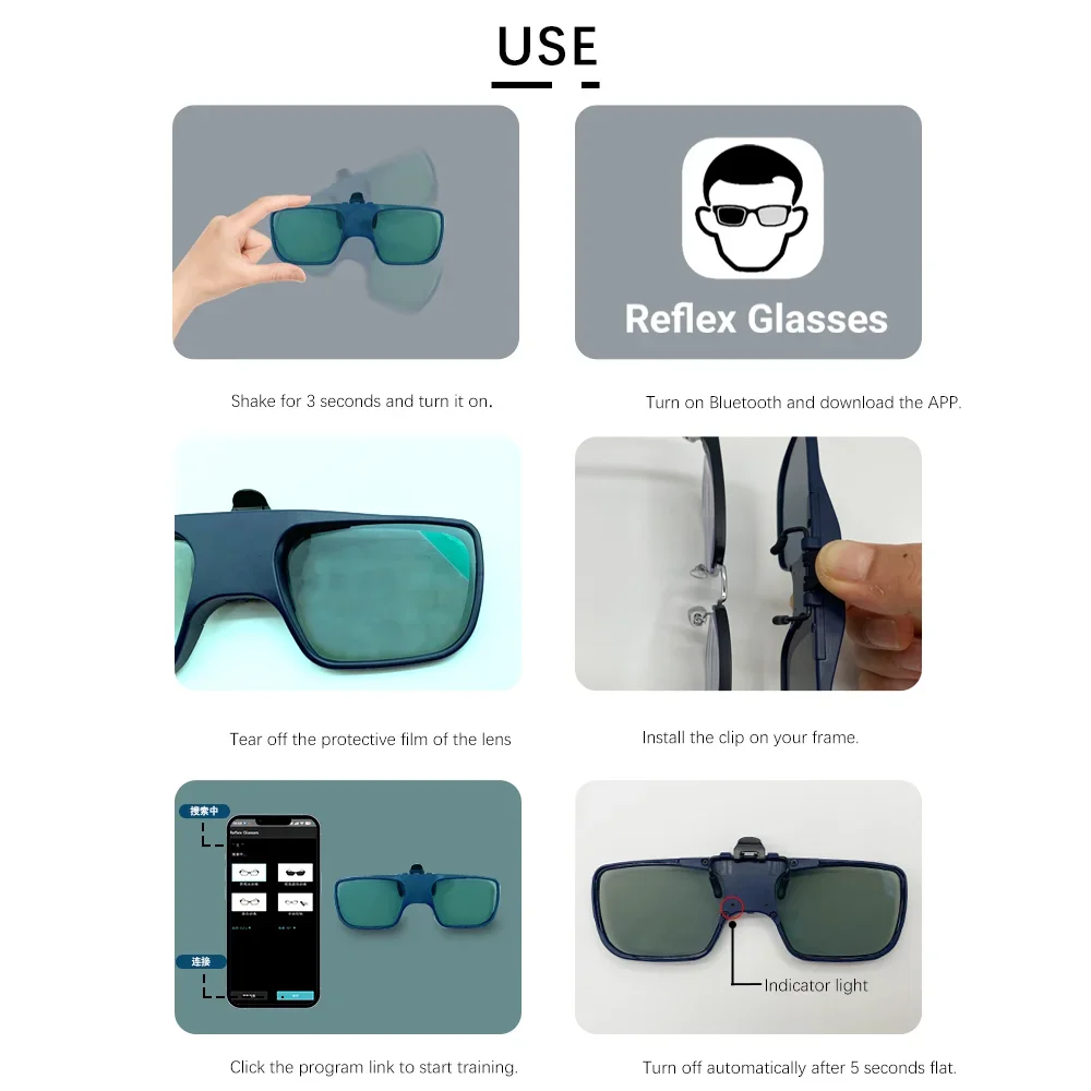 Vision reaction Glasses for Myopia Person Clip storbe Glasses Head up Training Vision reaction vision reaction glasses