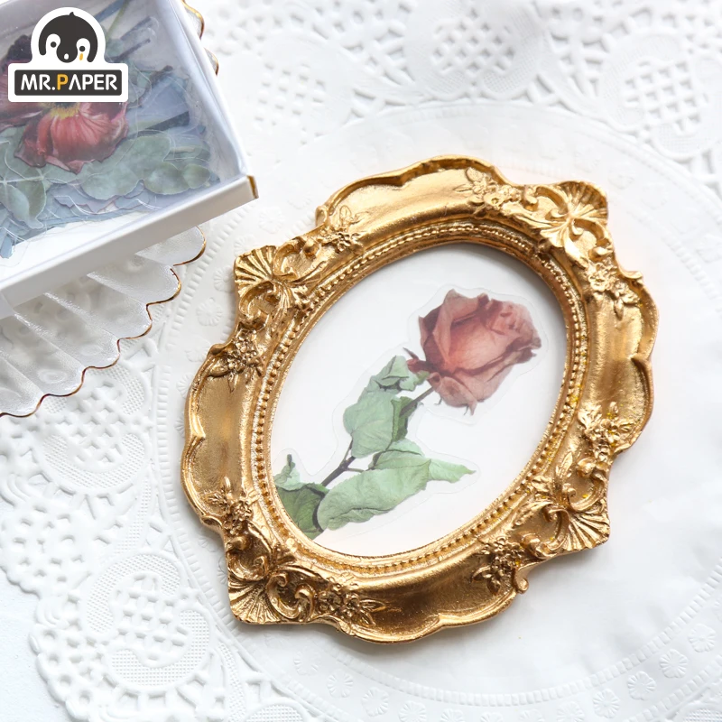 Mr.paper 4 Designs Sells Flowering Series Boxed Stickers Box Stickers Creative Mini Pocket Decoration DIY Material Stickers