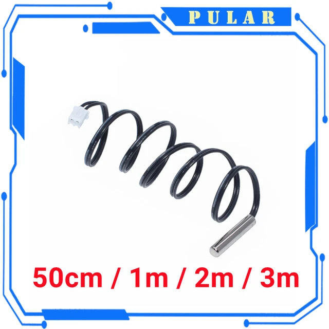 Hot 50cm 1m 2m 3m NTC Thermistor Temperature Sensor Waterproof Probe Wire PLR 10K 1% 3950 W1209 W1401 cable