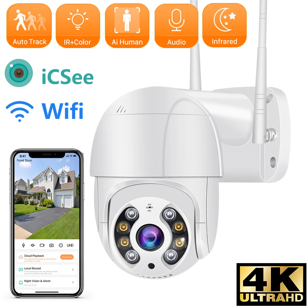 Anbiux 8Mp Speed Dome Ip Camera Outdoor Wireless Ptz Wifi Camera Full Color Night Vision H.265 Telecamera Cctv Impermeabile Esterna