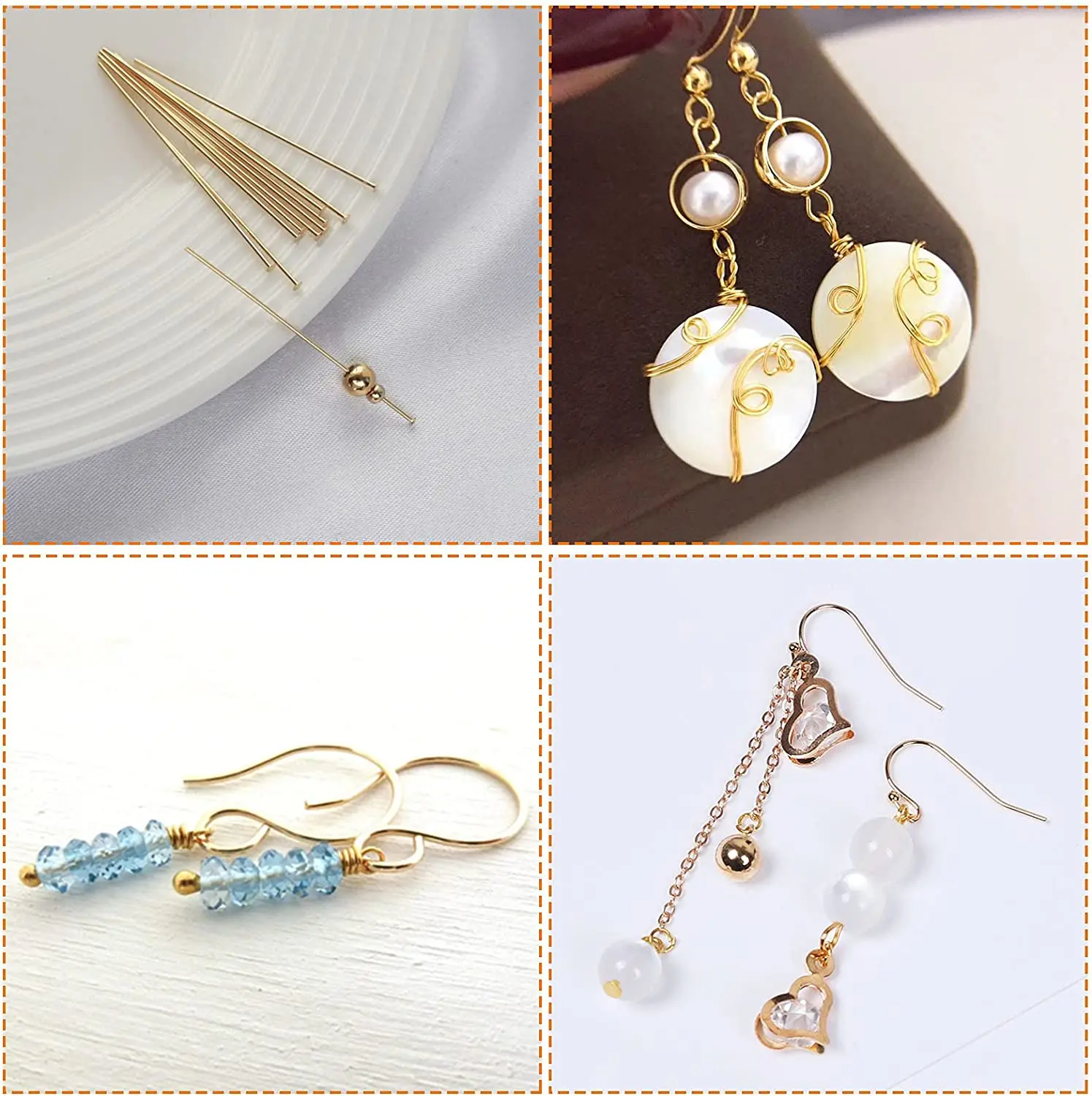 Gold Plated Metal Headpins - Pack of 100 for Jewelry Making and DIY Crafts