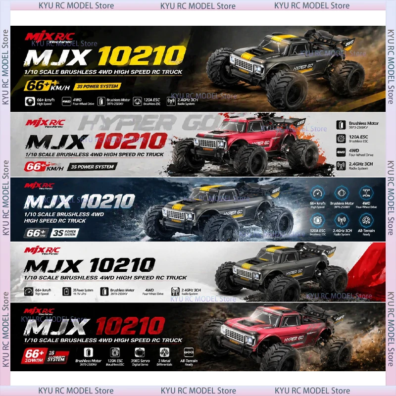 Châssis détaillé de la voiture RC 4x4 tout terrain 1:10, avec moteur électrique et batterie visibles.