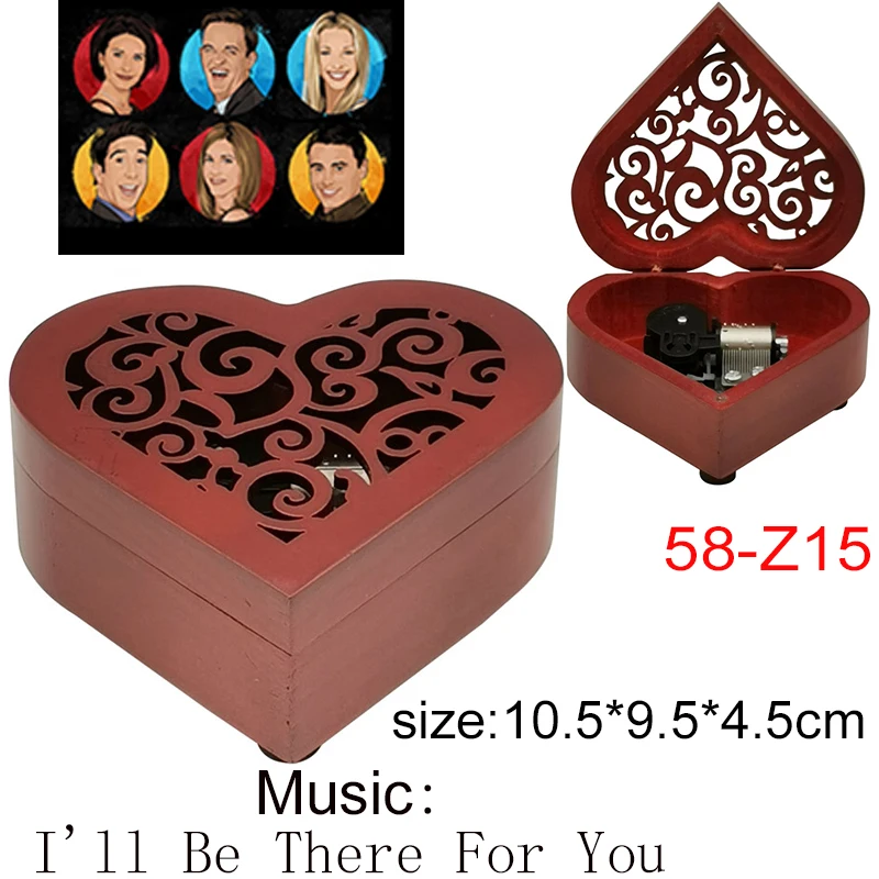 Sitcom Friends Wooden Music Box DIY Musical I Will Be There for You Mechanical Friendship Souvenir Christmas Party New Year Gift 3