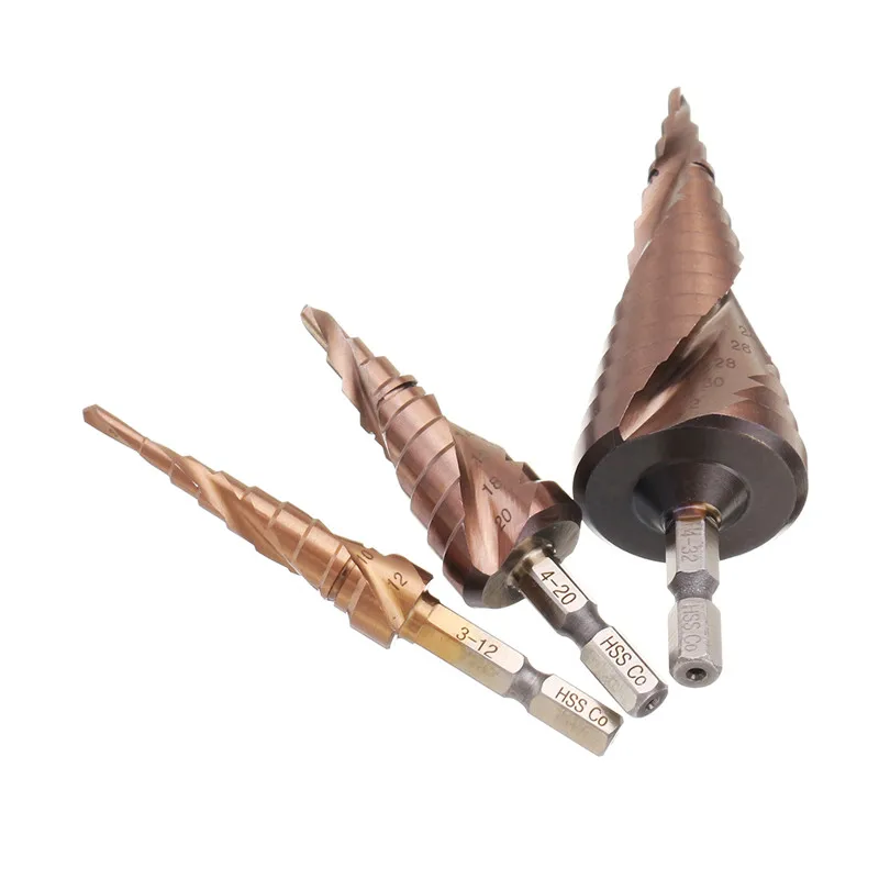 M35 Cobalt Step Drill Bits 3 12/4 20/4 32mm HSS Drill Bit Kit Multi