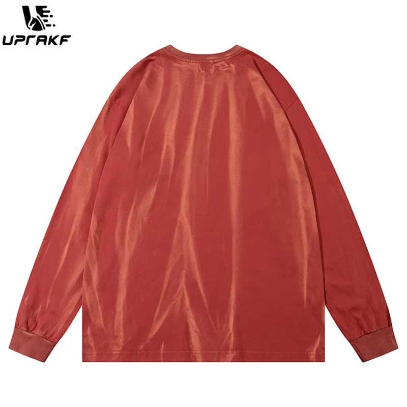 UPRAKF Pure Color Hoodie Streetwear Pullovers Long Sleeve Autumn Hip Hop Fashion Casual High Quality Chain