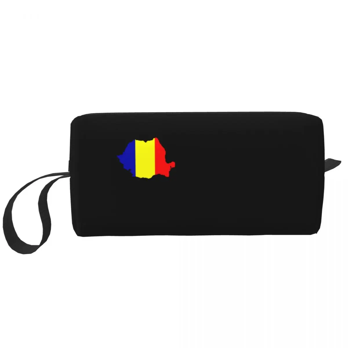 

Romania Map Flag Large Makeup Bag Waterproof Pouch Travel Cosmetic Bags Romanian Portable Toiletry Bag for Unisex