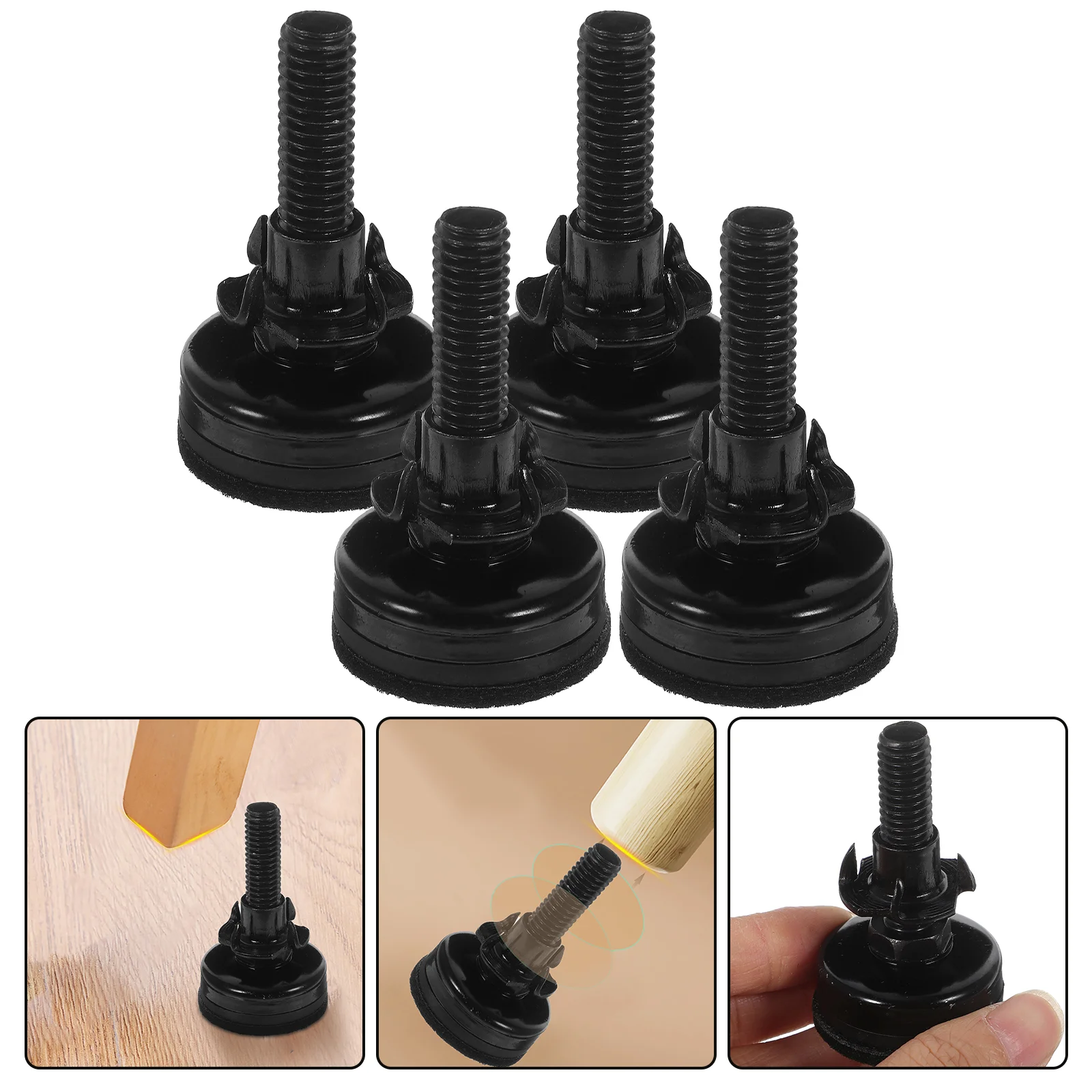 

4 Sets Adjustable Leveling 3/8inch-16 Thread Feet Table Furniture Leveler with Felt Pads