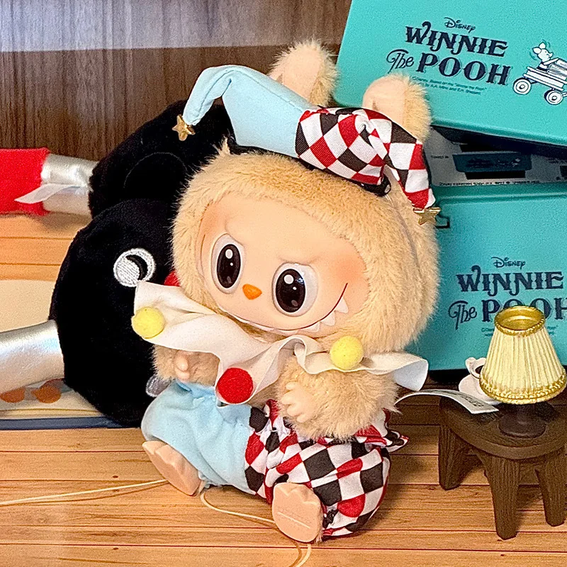 17cm Mini Doll'S Clothes Outfit Accessories for Labubu V1 V2 Striped Overalls Cool Handsome Clothing Gift