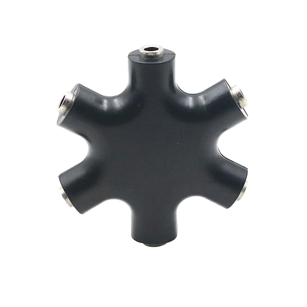 

Snowflake 6 Way 35mm Splitter for Audio Earphone Headphone Audio Headset Adapter with Auxiliary Cable (Black)