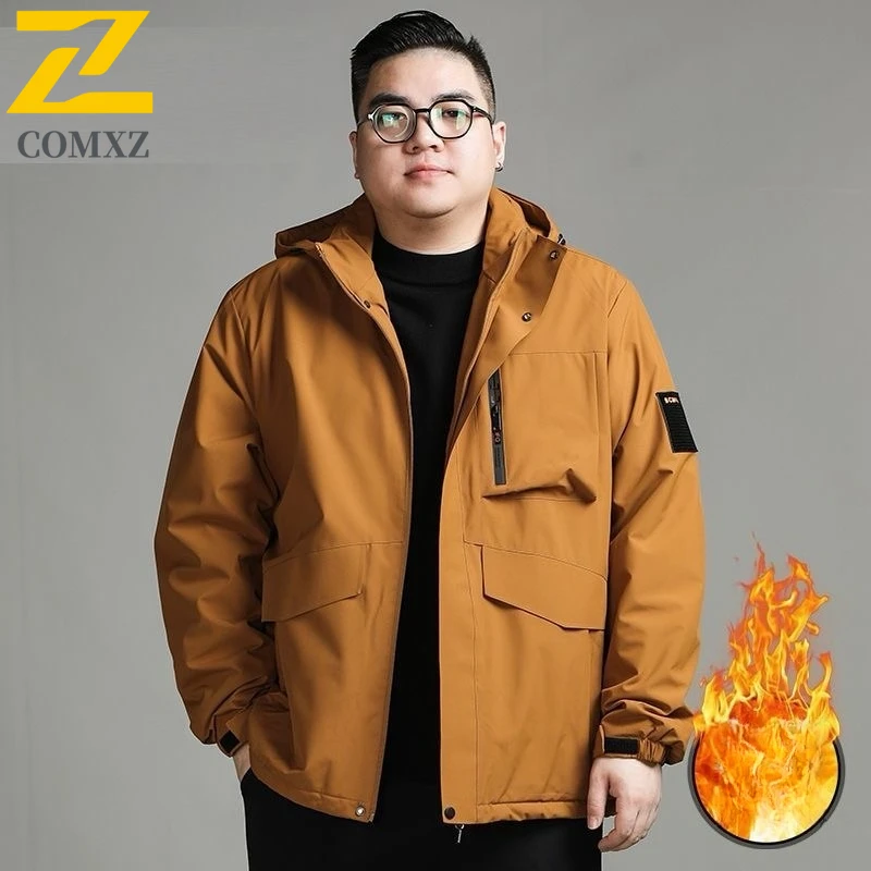 COMXZ Men Jacket 2025 Fashion Hooded Outdoor Adventure Lightweight Rush Coat Hiking Travel Windproof Warm Winter Clothing