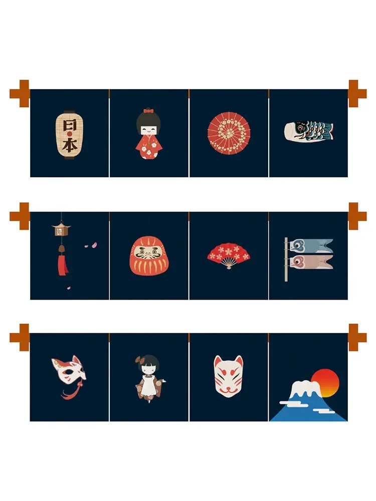 Japanese Sushi Restaurant Entrance Curtain Japanese Food Outlet Horizontal Curtain Shop Decoration Flag Curtain Noren 5