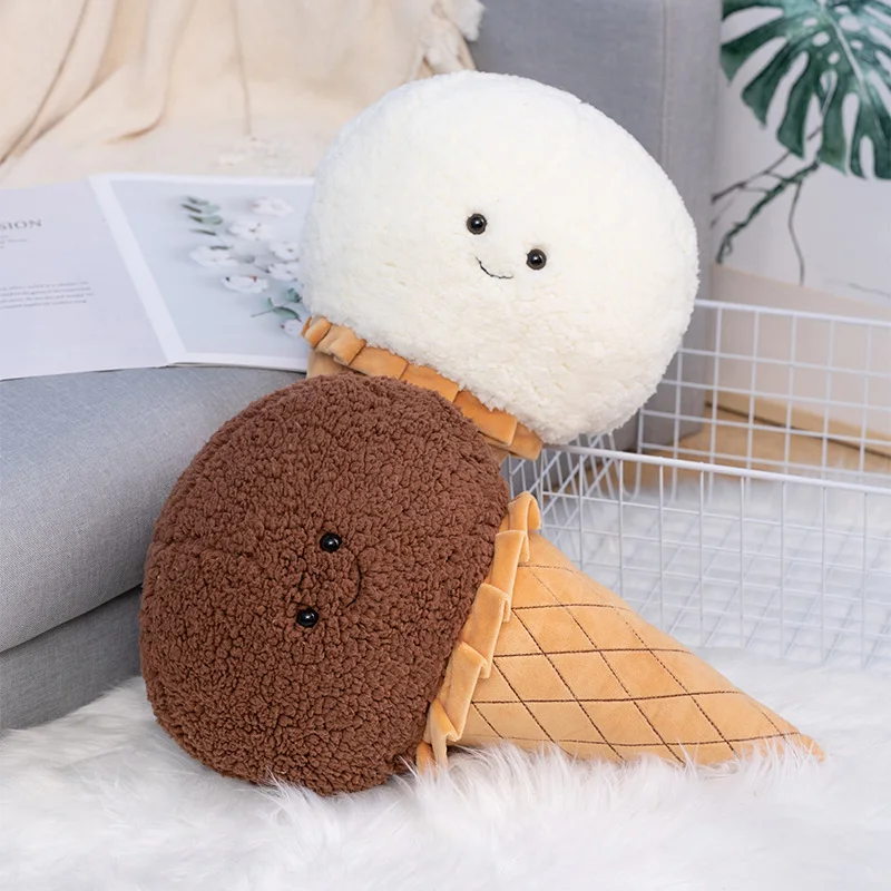 46cm Cute Cartoon Ice cream Plush Toy Stuffed Food Snack Pillow Cushion Cone Kids Toys Kawaii Room Decor Birthday Gift for Kids