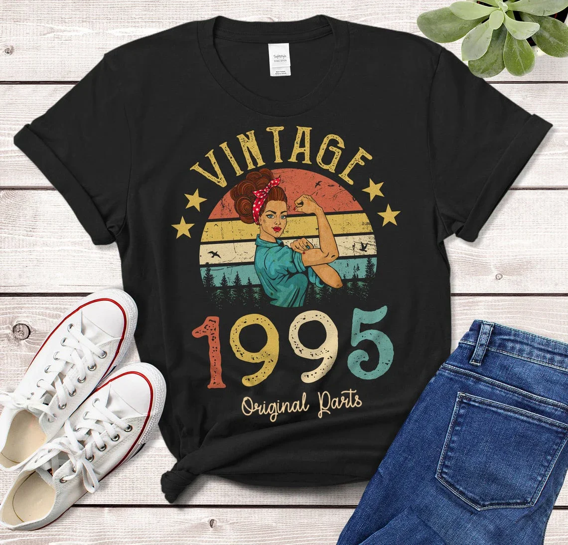 

Vintage 1995 Original Parts T-Shirt 29 years old 29th Birthday Gift Idea Women Girls Mom Wife Daughter 95 Funny Retro Tshirt