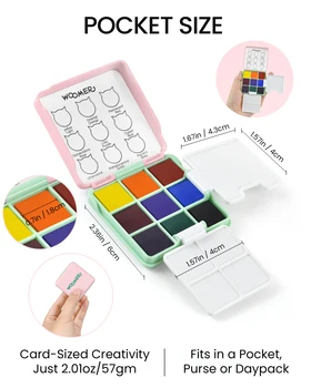 Mini set di acquerelli da 9 colori per principianti Kit di pittura da viaggio portatile non tossico con custodia Materiale scolastico per bambini Studenti 1