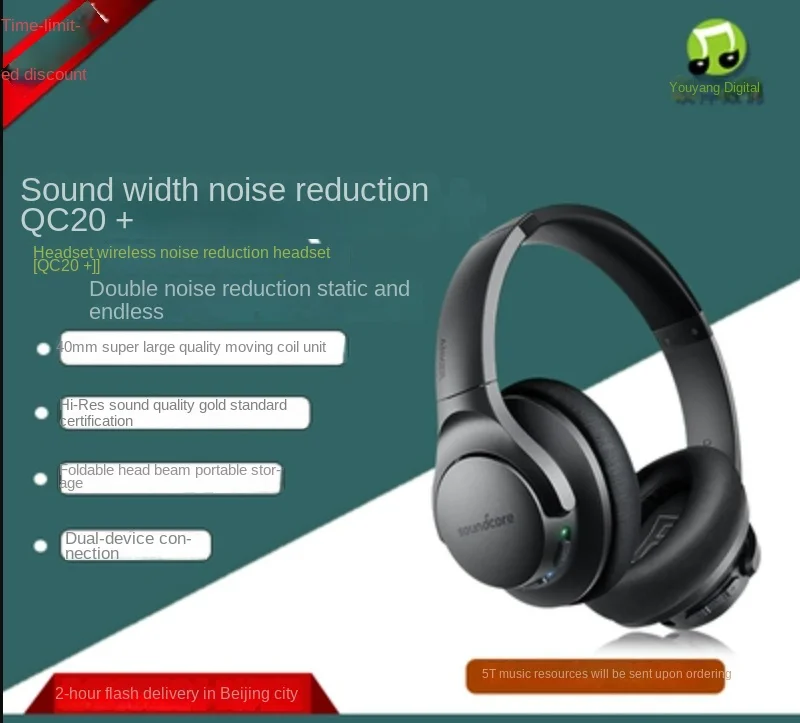 Auriculares Inalámbricos Soundcore Bluetooth Life Q20 Negro