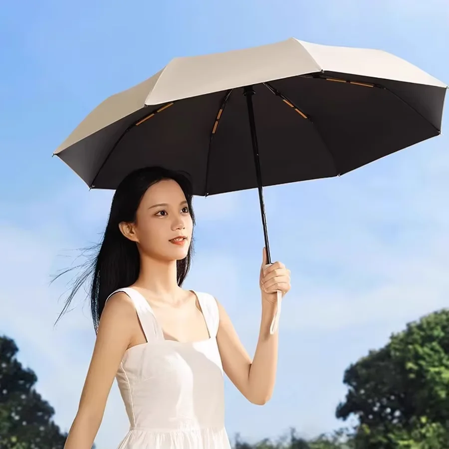Folding Umbrella Strong Automatic Waterproof Windproof Parasol Male Reflective Strip