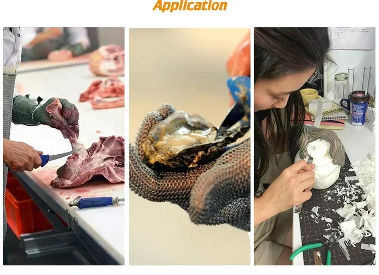 China Quality Cut Resistant Hand Protection Clothing Cutting Stainless Steel Ring Chainmail Butcher Gloves For Long Sleeve