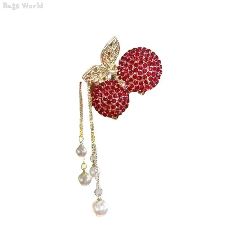 1Pc Cherry Tassel Hairpin Rhinestone Hair Clip Woman Hair Claw Jewelry Hair Accessories Fairy Headwear