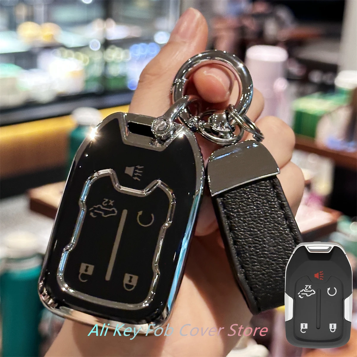 Premium Leather Key Fob Cover with Keychain Lanyard