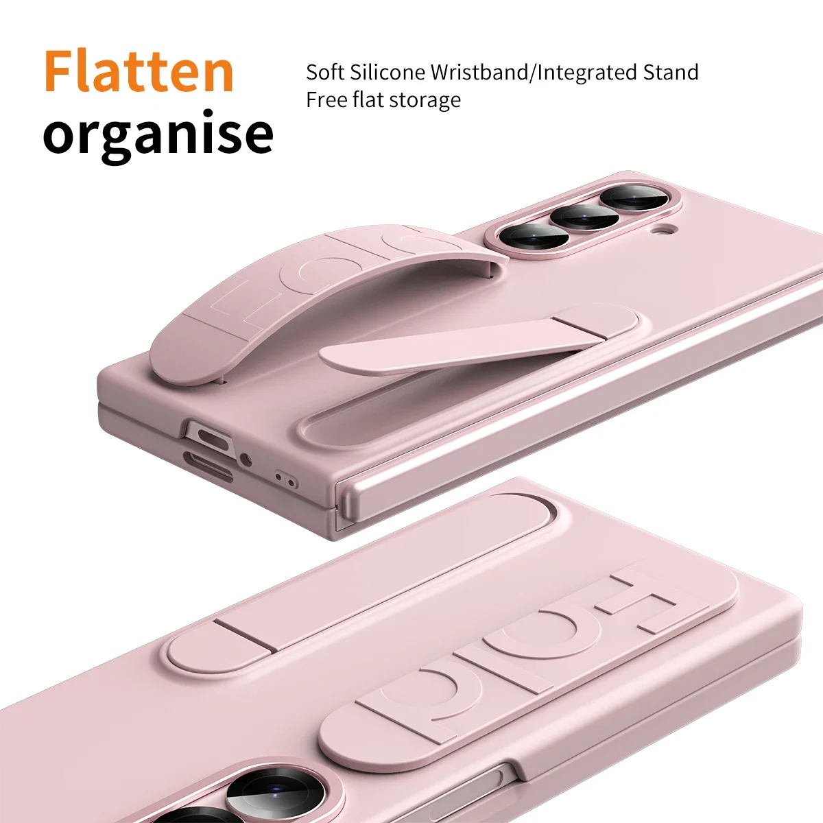 Fashion Wristband Bracket Stand Case with Hand Strap - Solid Color Shockproof Cover